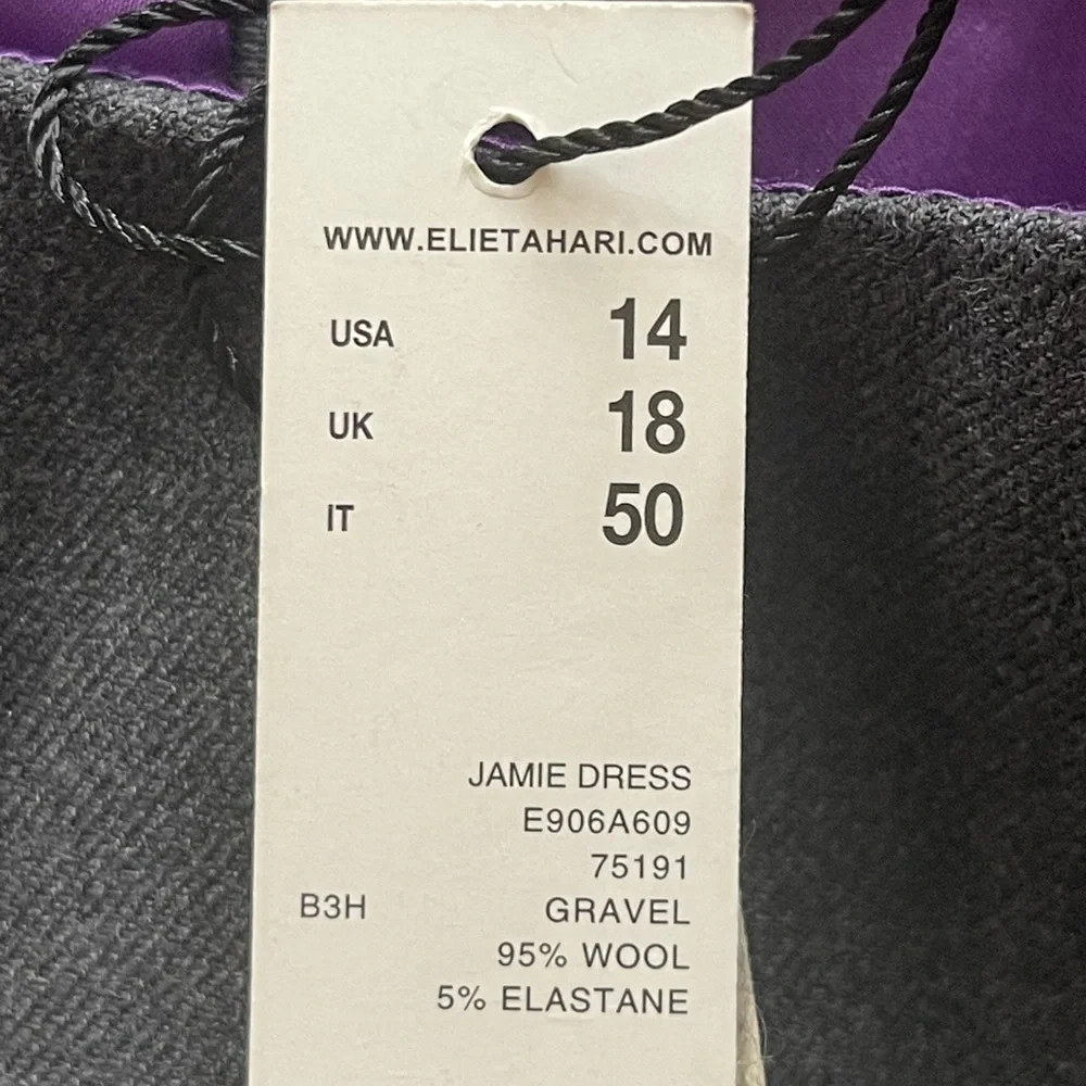 Elie Tahari Jamie Wool Sheath Dress Gray Size 14 Career Work Office NEW